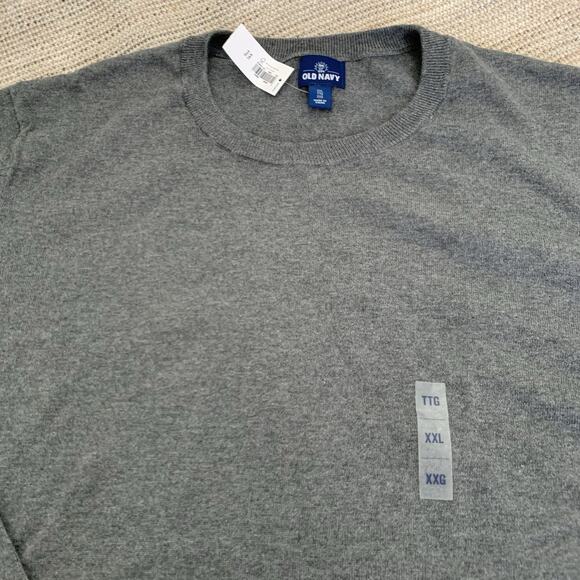 Old Navy Sweater Men XXL Gray Cotton Blend Long Sleeve Soft Lightweight Knit NEW - Picture 3 of 6